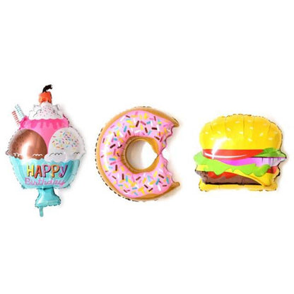 Balon Foil Donat, Hamburger, Ice Cream Jumbo / Donut Bite, Burger, Ice Scoop / Es Krim
