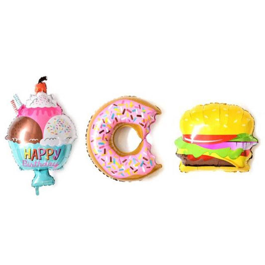 Balon Foil Donat, Hamburger, Ice Cream Jumbo / Donut Bite, Burger, Ice Scoop / Es Krim