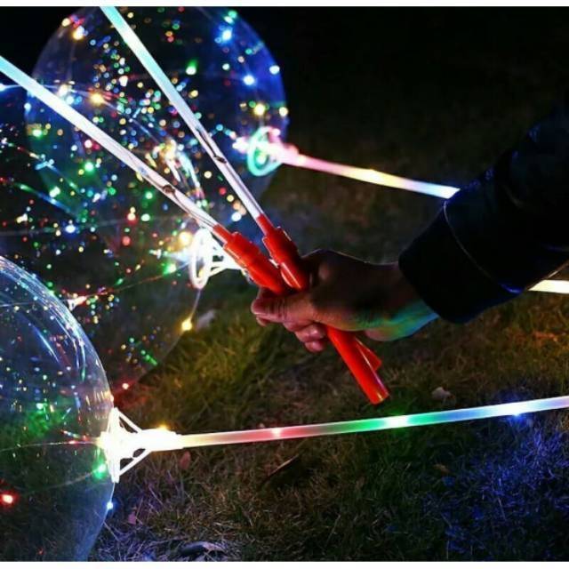 Stick Handheld dengan Lampu Kabel LED 3 meter u/ Balon PVC