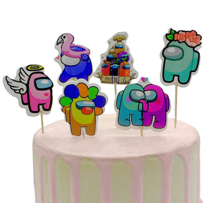 1 Pack isi 24 pcs Cake Topper / Hiasan Kue Karakter Among Us