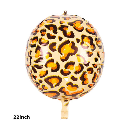 1 set isi 5 Balon Foil Bulat 4D Motif Animal Print Hewan Leopard Macan Zebra Ular Jerapah 22 inch