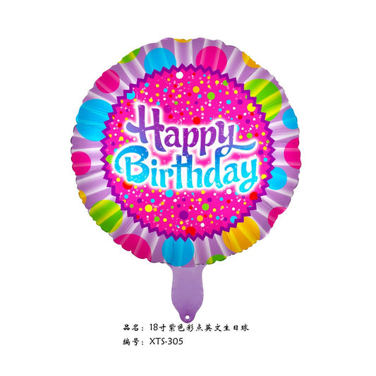 Balon Foil Bulat HBD Happy Birthday Sprinkles & Sparkles Pink Size 45 cm