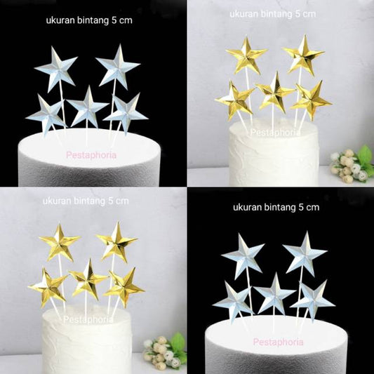Cake Topper / Topper Kue Star Metalik