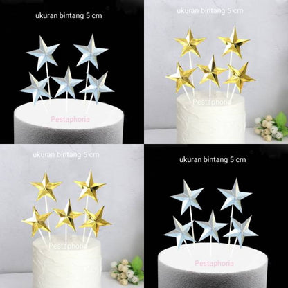 Cake Topper / Topper Kue Star Metalik