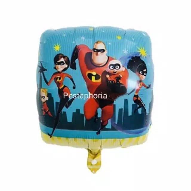 Balon Foil Bulat / Kotak Incredibles Size 45 cm