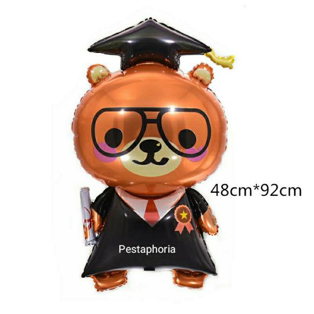 Balon Foil Wisuda/ Graduation Beruang / Brown Bear / Monkey Jumbo Size 92 cm