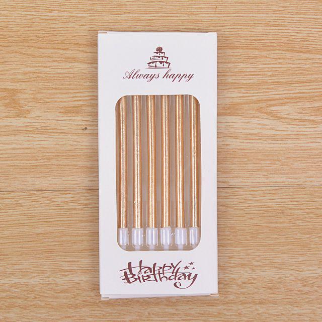 Lilin Ulang Tahun Panjang Metalik Gold / Silver / Pink / Multicolor isi 6 pcs / pack / Tall Candle
