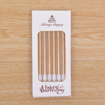 Lilin Ulang Tahun Panjang Metalik Gold / Silver / Pink / Multicolor isi 6 pcs / pack / Tall Candle