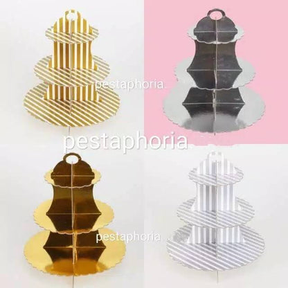3 Tier Cupcake Stand / Cake Stand Gold & Silver