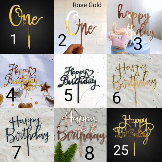 Cake Topper Acrylic HBD / Topper Kue Akrilik Happy Birthday