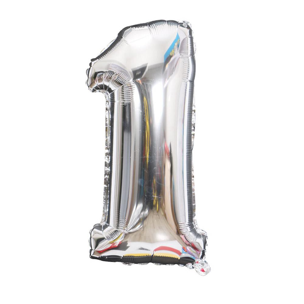 Balon Foil Angka Silver Size 40 cm