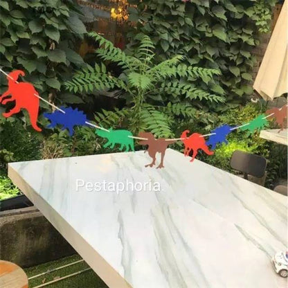 Banner Flannel Dinosaur / Dinosaurus Warna Warni