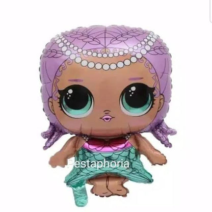 Balon Foil LOL Surprise Doll Diva, Mermaid,Unicorn, Student, White Skirt Jumbo Size 83 cm