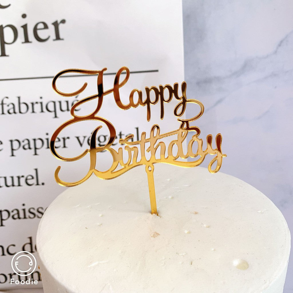 Cake Topper Acrylic / Topper Kue Akrilik Happy Birthday Sweet Seventeen Rose Gold