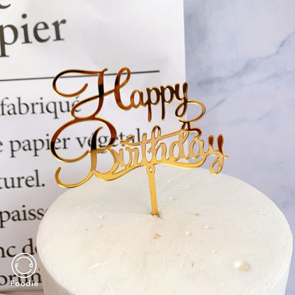Cake Topper Acrylic / Topper Kue Akrilik Happy Birthday Sweet Seventeen Rose Gold