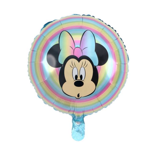 Balon Foil Bulat Mickey Minnie Mouse Double Side Rainbow Size 45 cm
