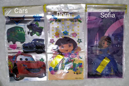 ( isi 10 pcs ) Plastik Snack Kartun / Goodie Bag Besar Size 25 cm x 50 cm /  Bingkisan Ulang Tahun / Ultah