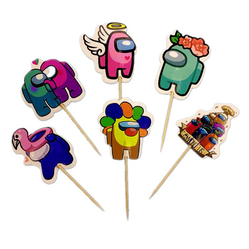 1 Pack isi 24 pcs Cake Topper / Hiasan Kue Karakter Among Us