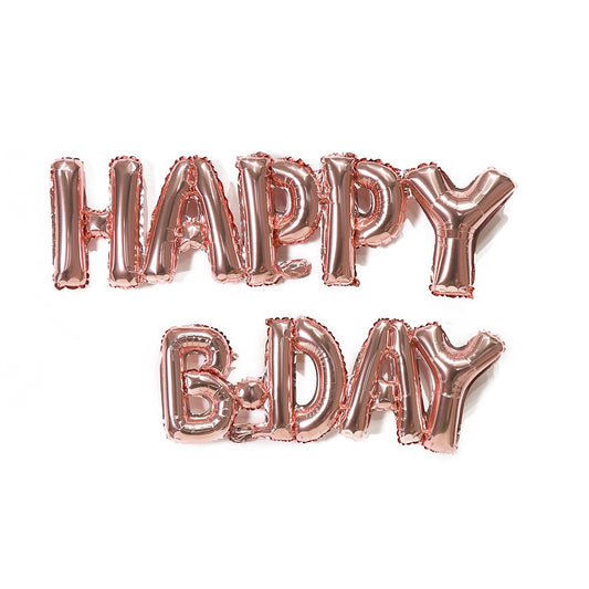 Balon Foil Happy Bday Sambung Rose Gold