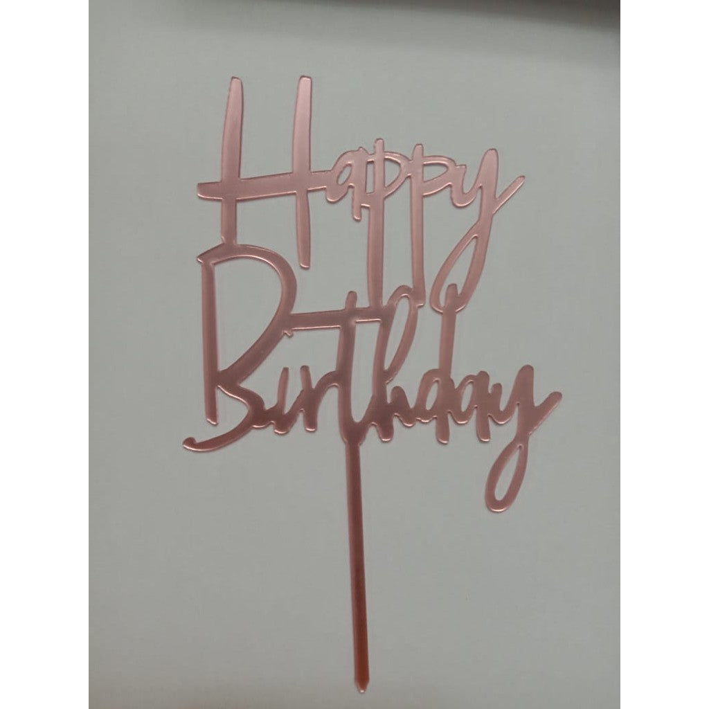 Cake Topper Acrylic / Topper Kue Akrilik Happy Birthday Sweet Seventeen Rose Gold