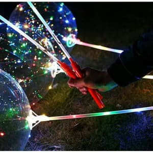 Balon PVC Transparan 20 inch+Lampu Kawat LED Handheld+Stick Balon Foil Transparan