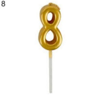 Lilin Angka Ulang Tahun Ultah / Birthday Numeric Candle / Birthday Number Candle Warna Gold Metalik