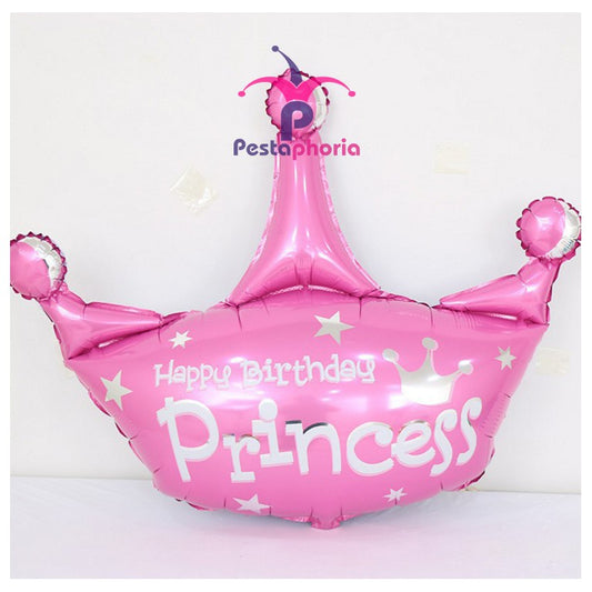 Balon Foil Happy Birthday Princess Crown / Mahkota Jumbo Size 103 x 93cm