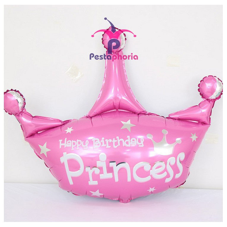 Balon Foil Happy Birthday Princess Crown / Mahkota Jumbo Size 103 x 93cm