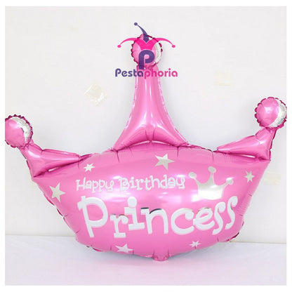 Balon Foil Happy Birthday Princess Crown / Mahkota Jumbo Size 103 x 93cm