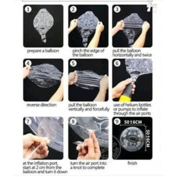 Balon PVC Transparan 20 inch+Lampu Kawat LED Handheld+Stick Balon Foil Transparan