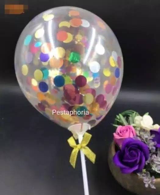 Cake Topper Balon Latex 5 inch isi Confetti u/ Hiasan Kue