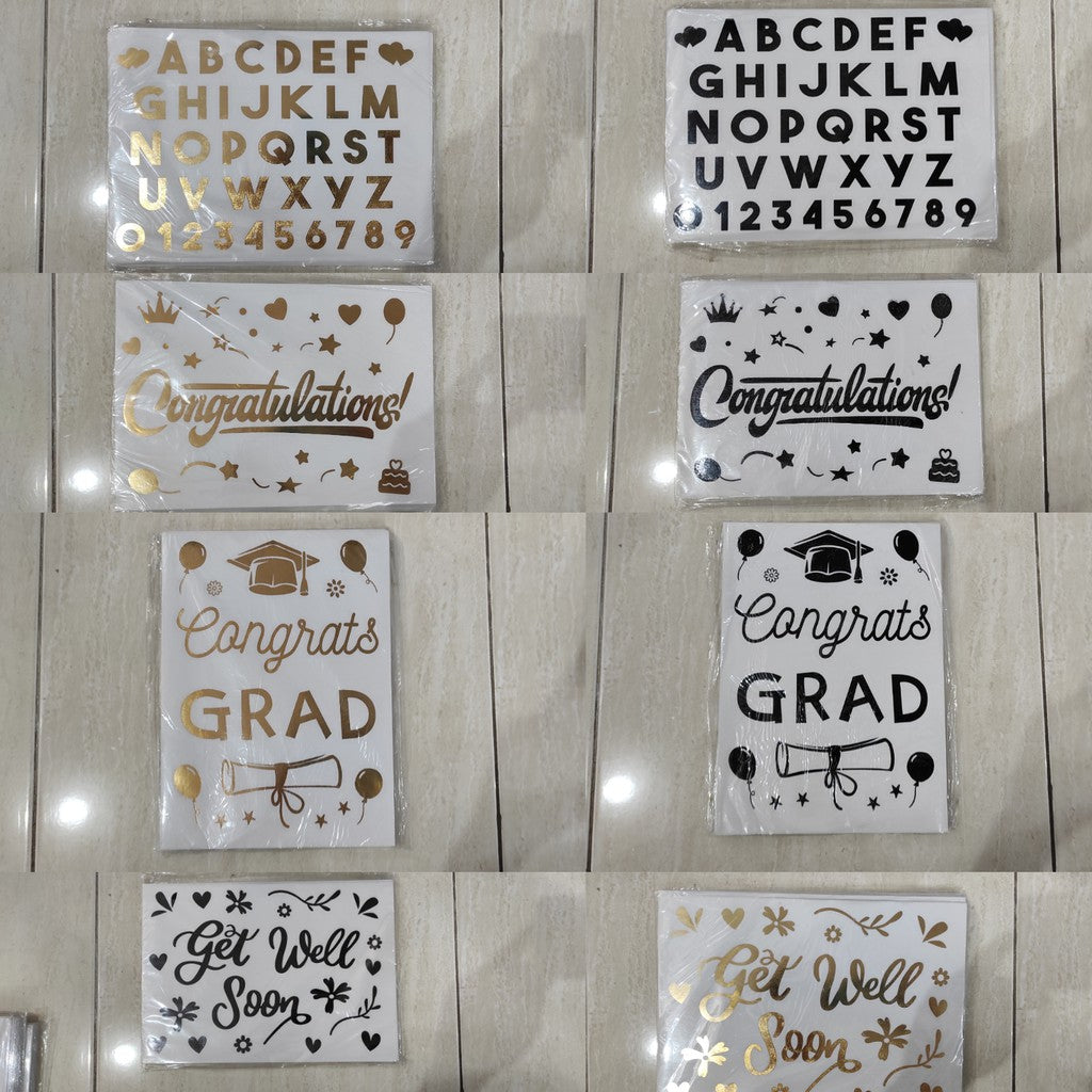 Stiker Bobo Balon PVC Ukuran 21 x 29 cm Balloon Sticker Get Well Soon/Graduation/Grad/Abjad/Congratulations