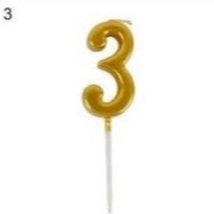 Lilin Angka Ulang Tahun Ultah / Birthday Numeric Candle / Birthday Number Candle Warna Gold Metalik