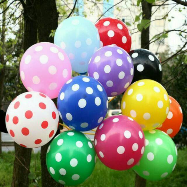 Balon Lateks/Latex Polkadot 12 inch High Quality Tebal