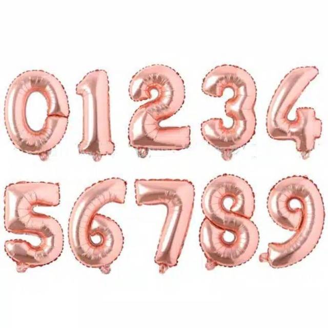 Balon Foil Angka Size 40 cm Warna Rose Gold
