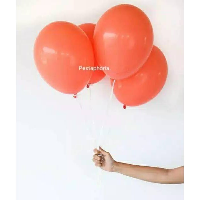 Balon Latex / Lateks Metalik 12 inch Warna Rose Gold & Coral