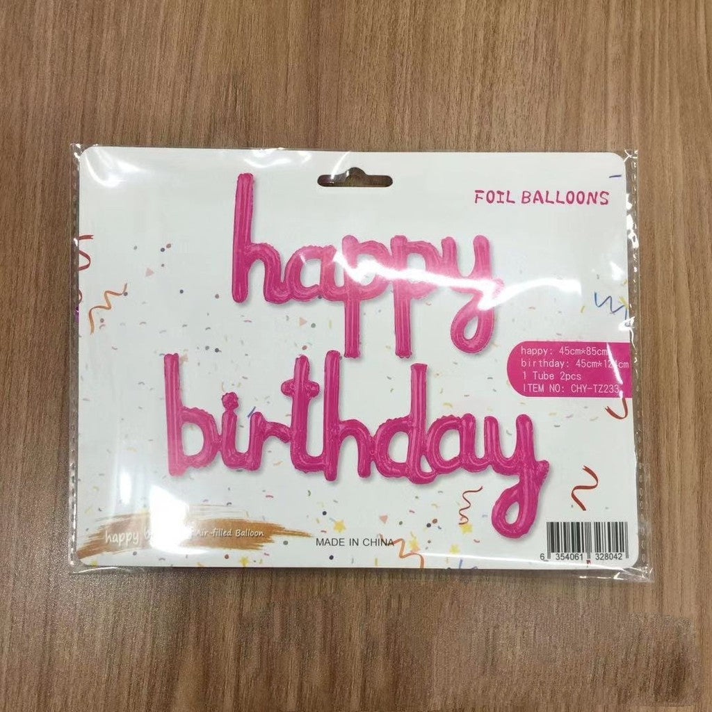 Balon Foil Happy Birthday Set Latin Kecil Warna Gold, Silver, Rose Gold, Pink Fanta, Biru Tua