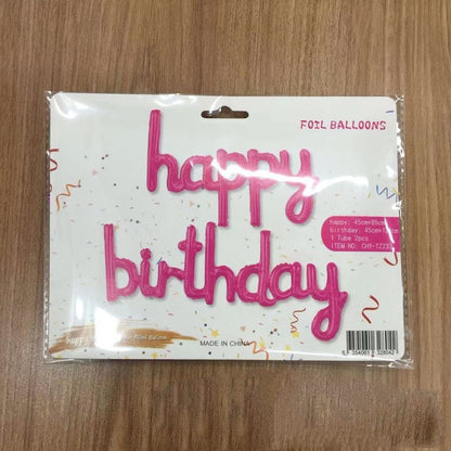 Balon Foil Happy Birthday Set Latin Kecil Warna Gold, Silver, Rose Gold, Pink Fanta, Biru Tua