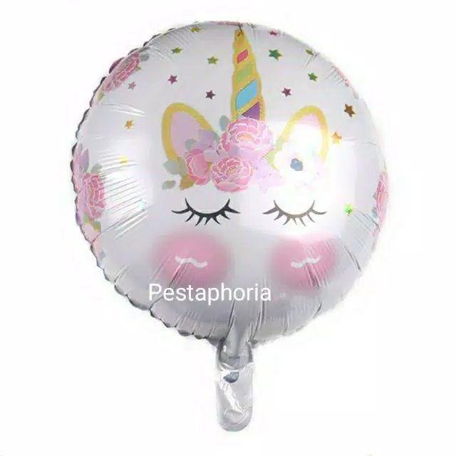 Balon Foil Bulat Unicorn Eyelash Size 45 cm