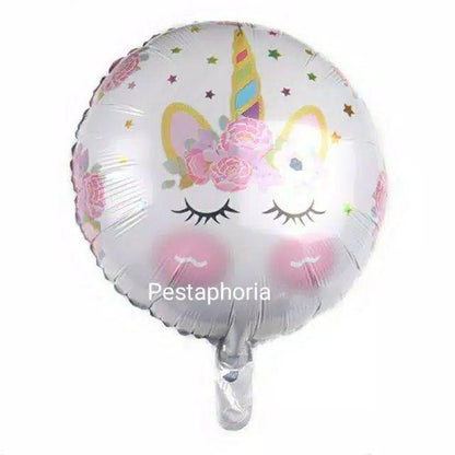 Balon Foil Bulat Unicorn Eyelash Size 45 cm