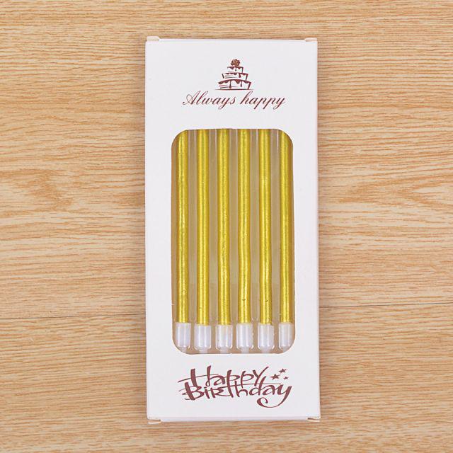 Lilin Ulang Tahun Panjang Metalik Gold / Silver / Pink / Multicolor isi 6 pcs / pack / Tall Candle