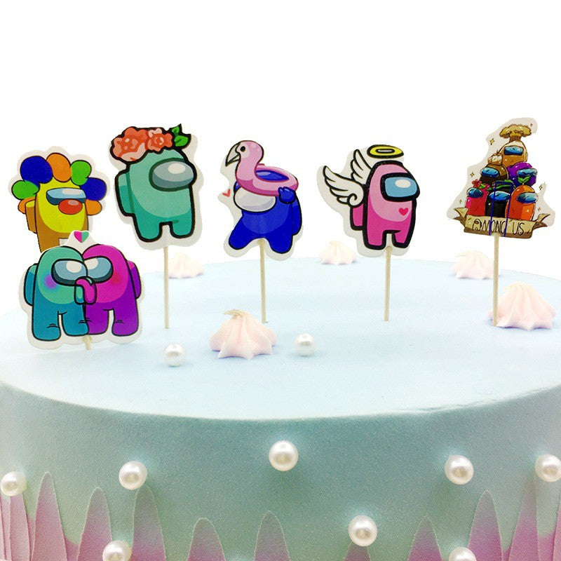 1 Pack isi 24 pcs Cake Topper / Hiasan Kue Karakter Among Us