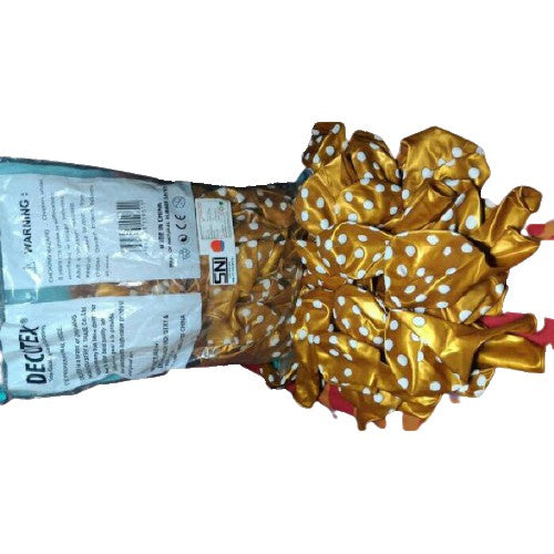 Balon Lateks/Latex Polkadot Metalik 12 inch Warna Gold