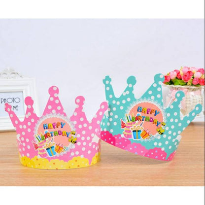 ( isi 10 pcs ) Party Hat / Topi Pesta Ulang Tahun / Ultah Polkadot Mahkota / Crown