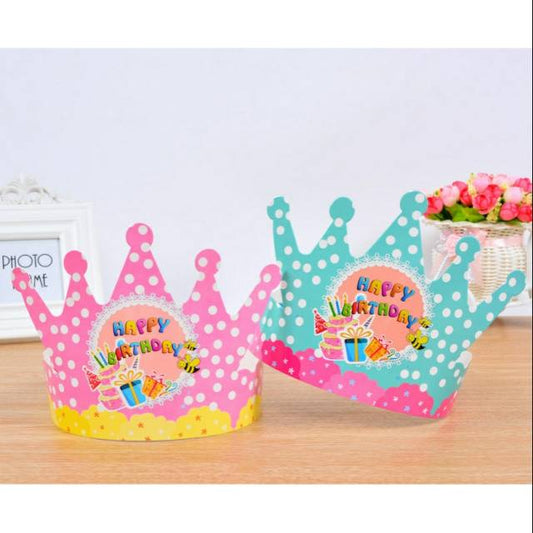 ( isi 10 pcs ) Party Hat / Topi Pesta Ulang Tahun / Ultah Polkadot Mahkota / Crown