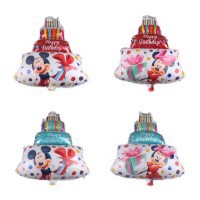Balon Foil HBD Happy Birthday Cake Mickey Minnie Double Side Size 84cm