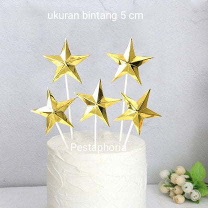 Cake Topper / Topper Kue Star Metalik