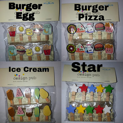 Wooden Clip Set Character / Penjepit Foto Kayu Karakter Kartun / Jepitan Kayu