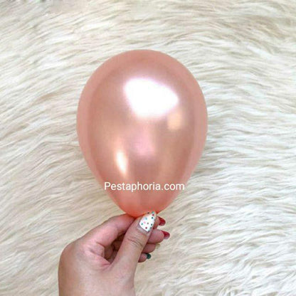 Balon Latex / Lateks Metalik 5 inch Warna Coral & Warna Rose Gold