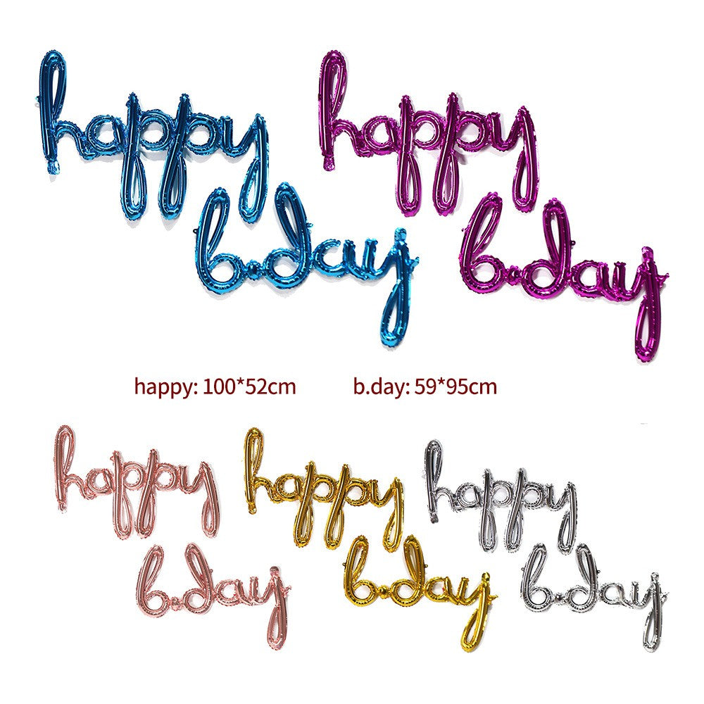 Balon Foil happy bday Set Latin Kecil Warna Gold, Silver, Rose Gold, Biru Tua,Pink Tua